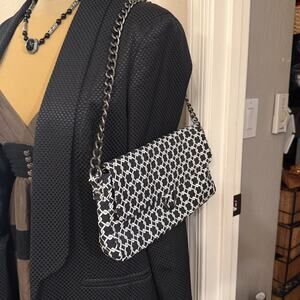 Talbots Black and White Chain Pattern purse